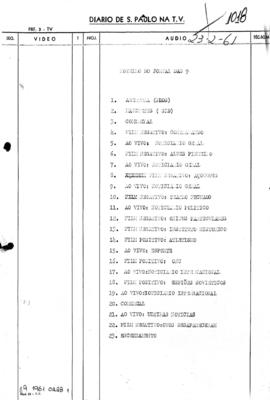 TV Tupi [emissora]. Jornal das 9 [programa]. Roteiro [televisivo], 23 fev. 1961.
