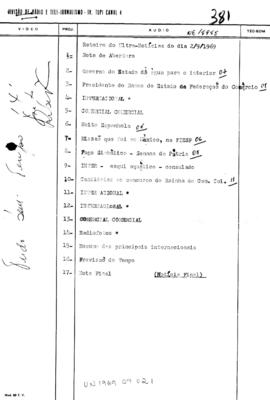 TV Tupi [emissora]. Ultra Notícias [programa]. Roteiro [televisivo], 02 set. 1969.
