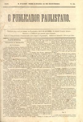 O Publicador paulistano [jornal], n. 14. São Paulo-SP, 15 set. 1857.
