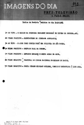 TV Tupi [emissora]. Revista Feminina [programa]. Roteiro [televisivo], 03 out. 1961.