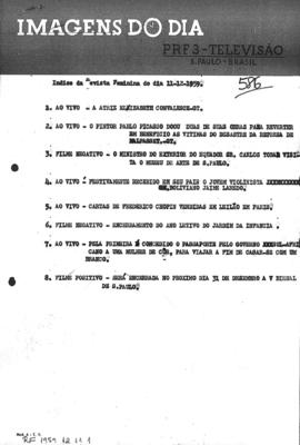TV Tupi [emissora]. Revista Feminina [programa]. Roteiro [televisivo], 11 dez. 1959.