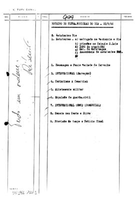 TV Tupi [emissora]. Ultra Notícias [programa]. Roteiro [televisivo], 22 set. 1966.