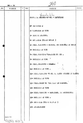 TV Tupi [emissora]. Flagrantes do Dia [programa]. Roteiro [televisivo], 19 jun. 1962.