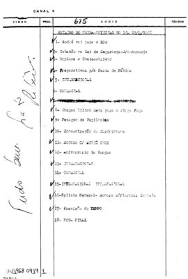 TV Tupi [emissora]. Ultra Notícias [programa]. Roteiro [televisivo], 19 abr. 1968.