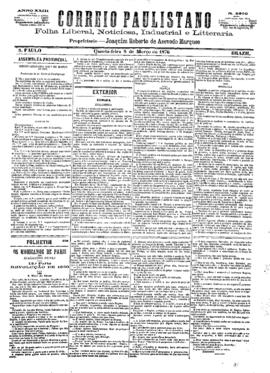 Correio paulistano [jornal], [s/n]. São Paulo-SP, 08 mar. 1876.