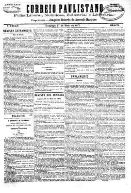 Correio paulistano [jornal], [s/n]. São Paulo-SP, 27 mai. 1877.