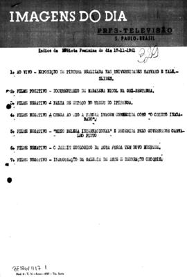 TV Tupi [emissora]. Revista Feminina [programa]. Roteiro [televisivo], 17 nov. 1961.