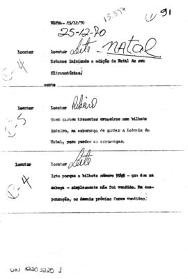 TV Tupi [emissora]. Ultra Notícias [programa]. Roteiro [televisivo], 25 dez. 1970.