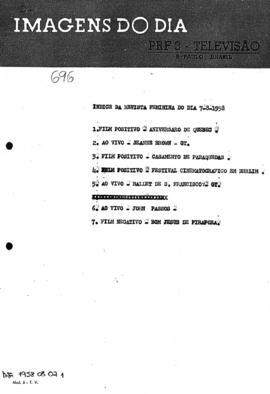 TV Tupi [emissora]. Revista Feminina [programa]. Roteiro [televisivo], 07 ago. 1958.