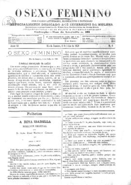 O Sexo feminino [jornal], a. 3, n. 5. Campanha-MG, 06 jul. 1889.