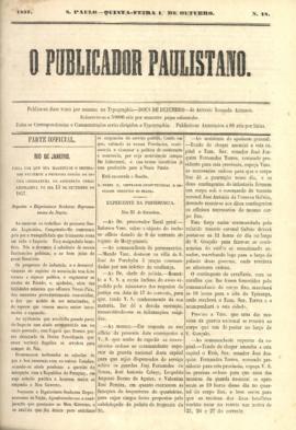 O Publicador paulistano [jornal], n. 18. São Paulo-SP, 01 out. 1857.