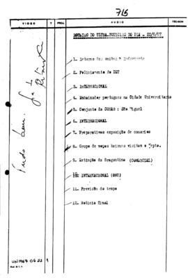 TV Tupi [emissora]. Ultra Notícias [programa]. Roteiro [televisivo], 22 jun. 1967.