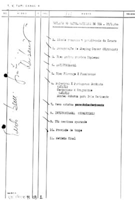 TV Tupi [emissora]. Ultra Notícias [programa]. Roteiro [televisivo], 28 nov. 1966.