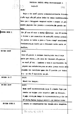 TV Tupi [emissora]. Jornal Panorama [programa]. Roteiro [televisivo], 06 out. 1976.