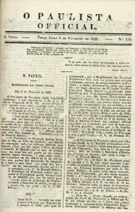 O Paulista official [jornal], n. 150. São Paulo-SP, 09 fev. 1836.