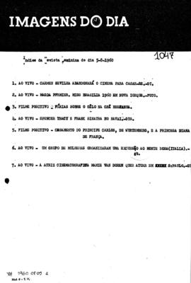 TV Tupi [emissora]. Revista Feminina [programa]. Roteiro [televisivo], 05 ago. 1960.