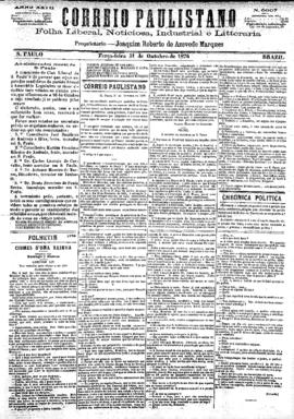 Correio paulistano [jornal], [s/n]. São Paulo-SP, 31 out. 1876.