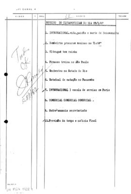 TV Tupi [emissora]. Ultra Notícias [programa]. Roteiro [televisivo], 28 jan. 1967.