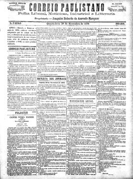 Correio paulistano [jornal], [s/n]. São Paulo-SP, 29 nov. 1876.
