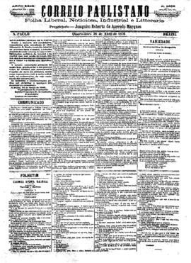 Correio paulistano [jornal], [s/n]. São Paulo-SP, 26 abr. 1876.