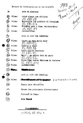 TV Tupi [emissora]. Ultra Notícias [programa]. Roteiro [televisivo], 06 mai. 1970.