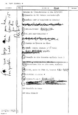 TV Tupi [emissora]. Ultra Notícias [programa]. Roteiro [televisivo], 19 set. 1968.