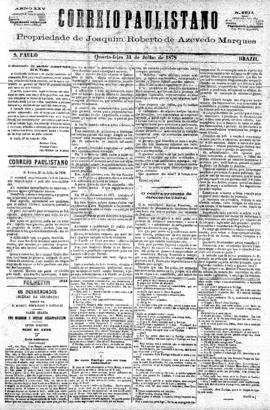 Correio paulistano [jornal], [s/n]. São Paulo-SP, 31 jul. 1878.