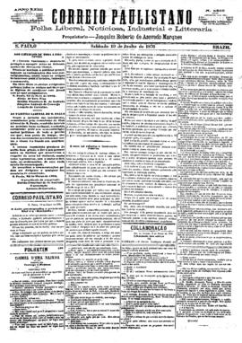 Correio paulistano [jornal], [s/n]. São Paulo-SP, 10 jun. 1876.