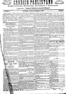 Correio paulistano [jornal], [s/n]. São Paulo-SP, 29 dez. 1876.