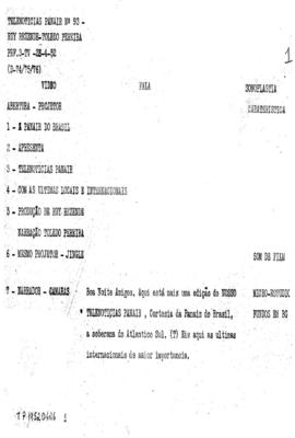 TV Tupi [emissora]. Telenotícias Panair [programa]. Roteiro [televisivo], 26 abr. 1952.