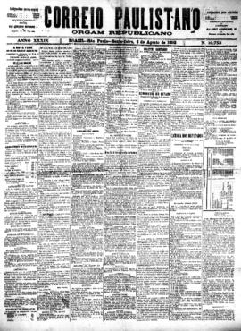 Correio paulistano [jornal], [s/n]. São Paulo-SP, 05 ago. 1892.