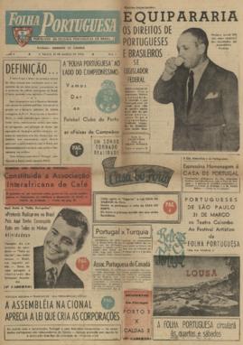 Folha portuguesa [jornal], a. 1, n. 1. São Paulo-SP, 21 mar. 1956.