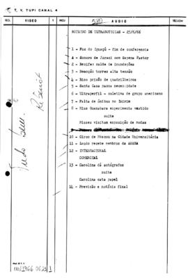 TV Tupi [emissora]. Ultra Notícias [programa]. Roteiro [televisivo], 23 jun. 1966.
