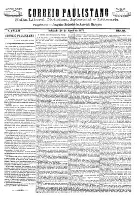 Correio paulistano [jornal], [s/n]. São Paulo-SP, 28 abr. 1877.