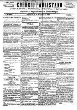 Correio paulistano [jornal], [s/n]. São Paulo-SP, 09 fev. 1877.