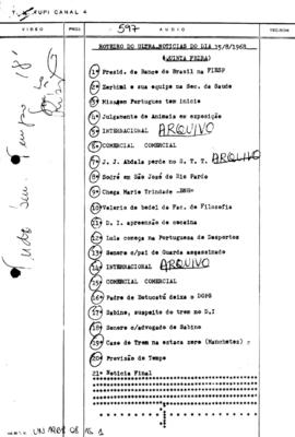 TV Tupi [emissora]. Ultra Notícias [programa]. Roteiro [televisivo], 15 ago. 1968.