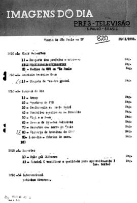 TV Tupi [emissora]. Diário de São Paulo na T.V. [programa]. Roteiro [televisivo], 25 nov. 1959.