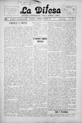 La Difesa [jornal], a. 1, n. 22. São Paulo-SP, 16 mar. 1924.
