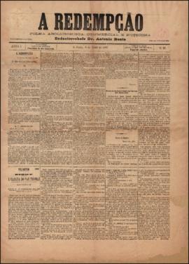 A Redempção [jornal], a. 1, n. 26. São Paulo-SP, 03 abr. 1887.
