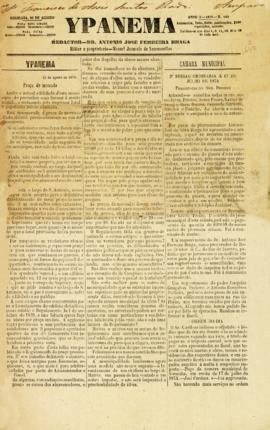 Ypanema [jornal], a. 2, n. 142. Sorocaba-SP, 22 ago. 1874.