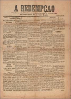 A Redempção [jornal], a. 1, n. 78. São Paulo-SP, 09 out. 1887.