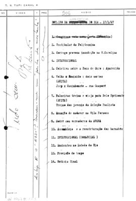TV Tupi [emissora]. Ultra Notícias [programa]. Roteiro [televisivo], 17 jan. 1967.