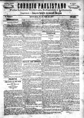 Correio paulistano [jornal], [s/n]. São Paulo-SP, 12 abr. 1877.