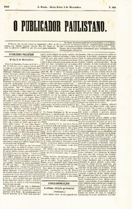 O Publicador paulistano [jornal], n. 163. São Paulo-SP, 02 dez. 1859.