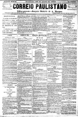 Correio paulistano [jornal], [s/n]. São Paulo-SP, 22 abr. 1883.