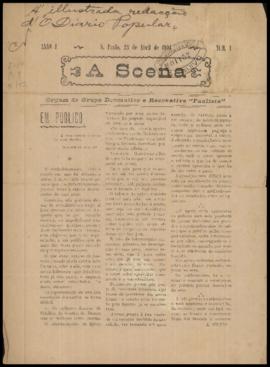A Scena [jornal], a. 1, n. 1. São Paulo-SP, 23 abr. 1904.