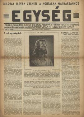 Egység [jornal], a. 1, [s/n]. São Paulo-SP, jan. 1950.