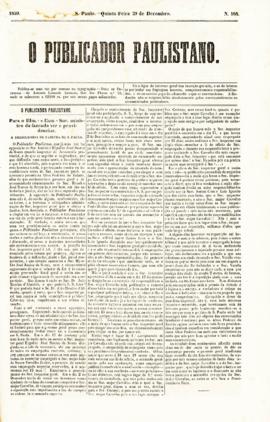 O Publicador paulistano [jornal], n. 168. São Paulo-SP, 29 dez. 1859.