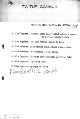 TV Tupi [emissora]. Diário de São Paulo na T.V. [programa]. Roteiro [televisivo], 29 set. 1964.
