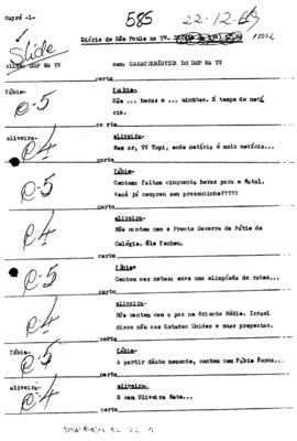 TV Tupi [emissora]. Diário de São Paulo na T.V. [programa]. Roteiro [televisivo], 22 dez. 1969.